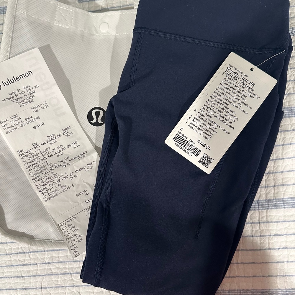 NWT Lululemon Wunder Train HR Tights in Deep Blue size 6